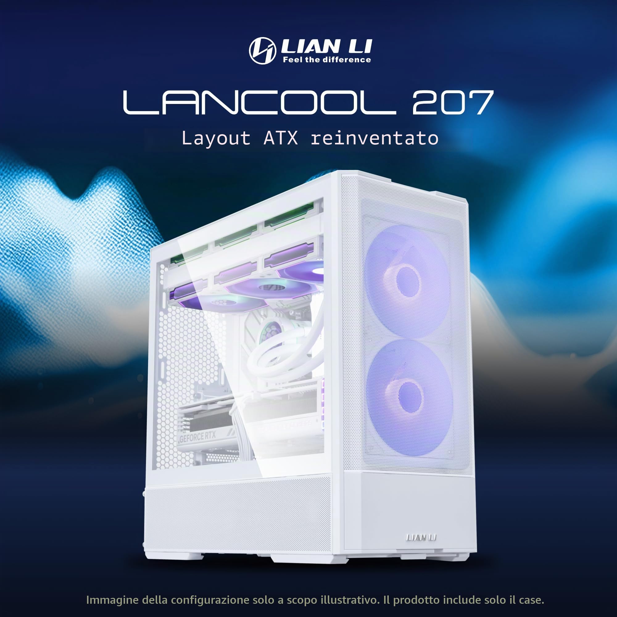 LIAN LI LANCOOL 207 RW - Case PC ATX, custodia per computer da gioco RGB, ottimizzata per il flusso d'aria con 2 ventole ARGB PWM da 140 mm preinstallate, porta USB-C, pannello laterale in vetro