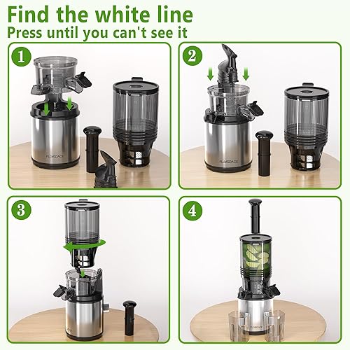 Miniatura 7 de Exprimidor de prensa en frío  6.5 pulgadas de canal de alimentación extra grande que se ajusta a la máquina exprimidora eléctrica manos libres,