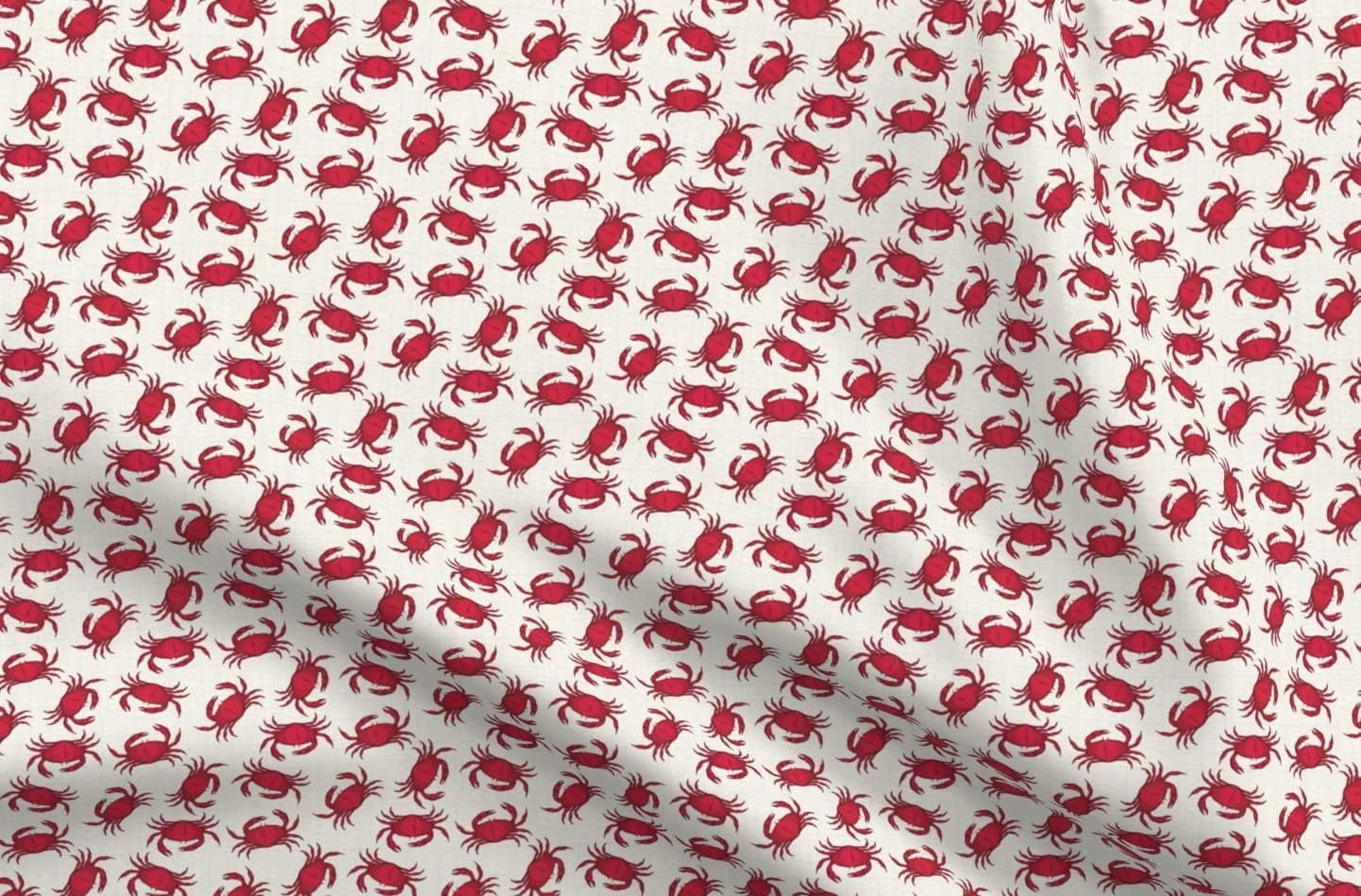 Spoonflower Fabric - Red Crab Scale Ocean Life Sea Beach Nautical Printed on Minky Fabric by The Yard - Sewing Baby Blankets Quilt Backing Plush