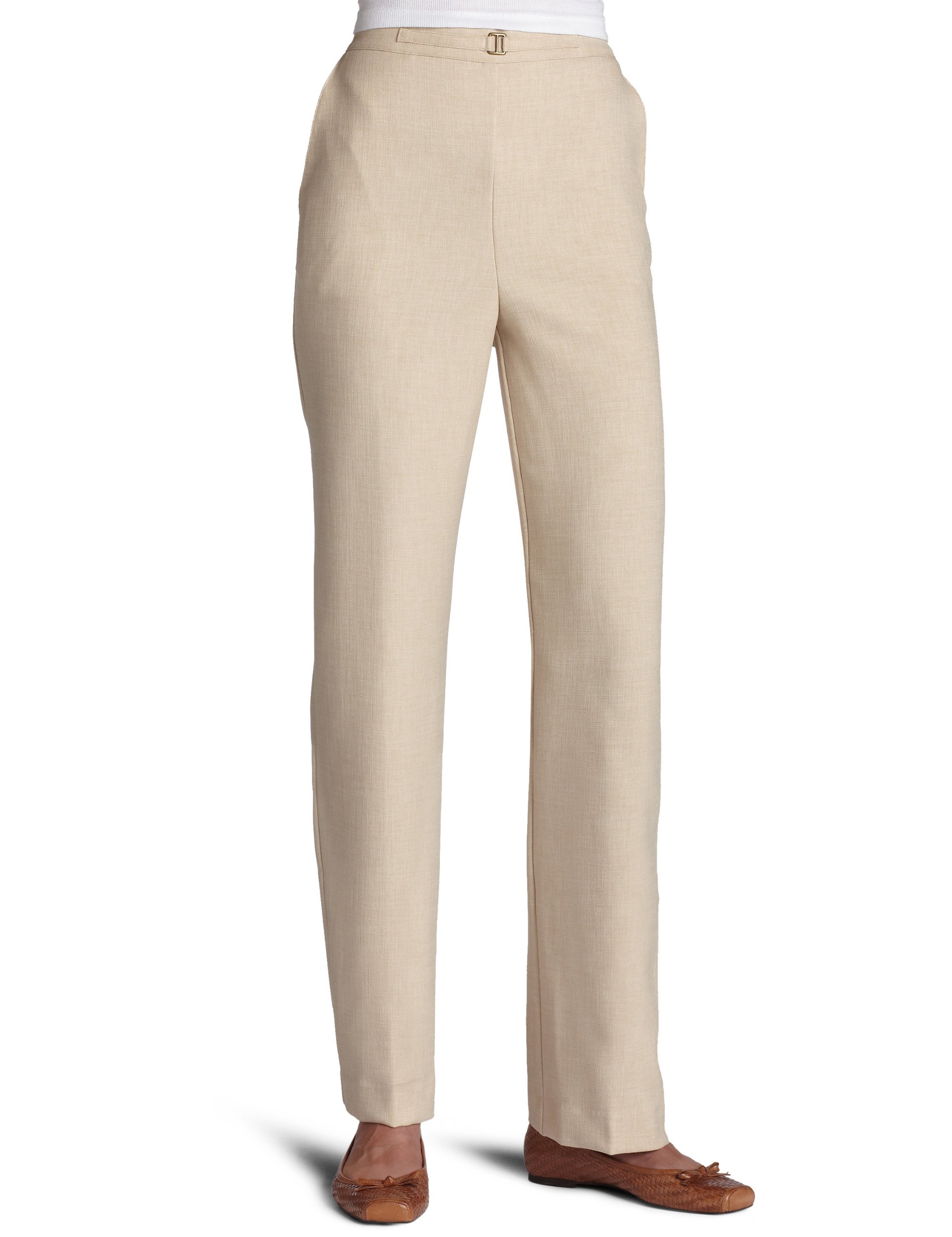 Alfred Dunner Womens Medium Length Pant Flax 14