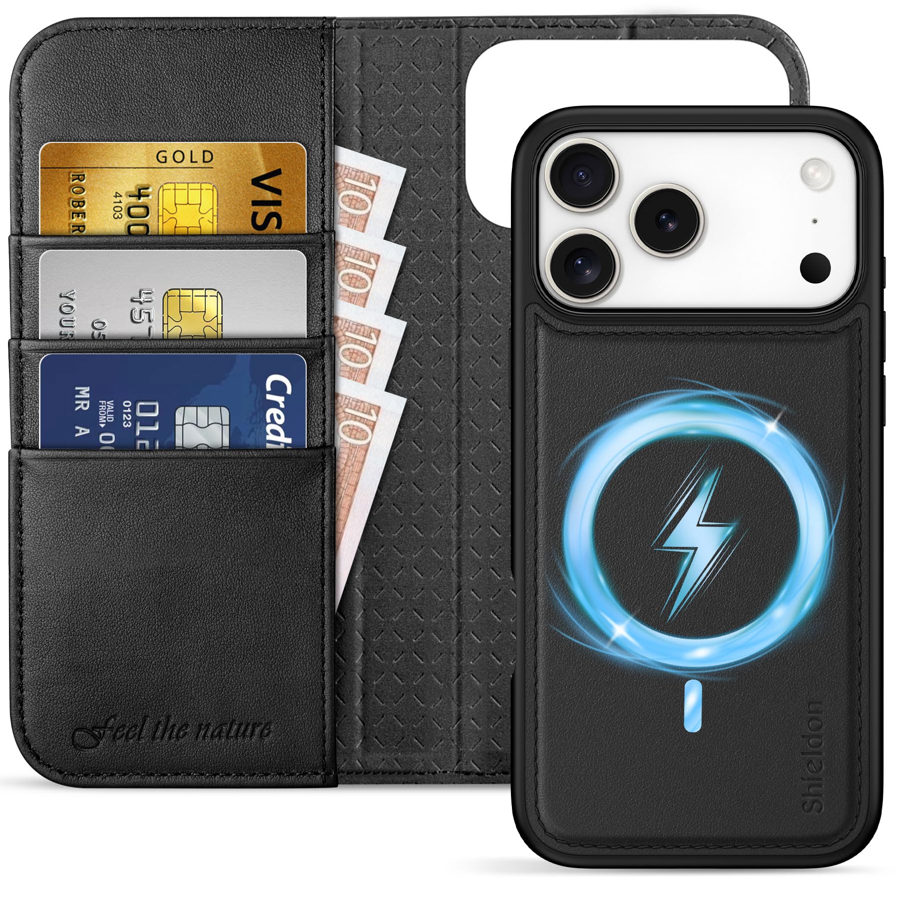 Amazon.co.jp: SHIELDON iPhone 17ProMax 対応 手帳型ケース 2in1分離