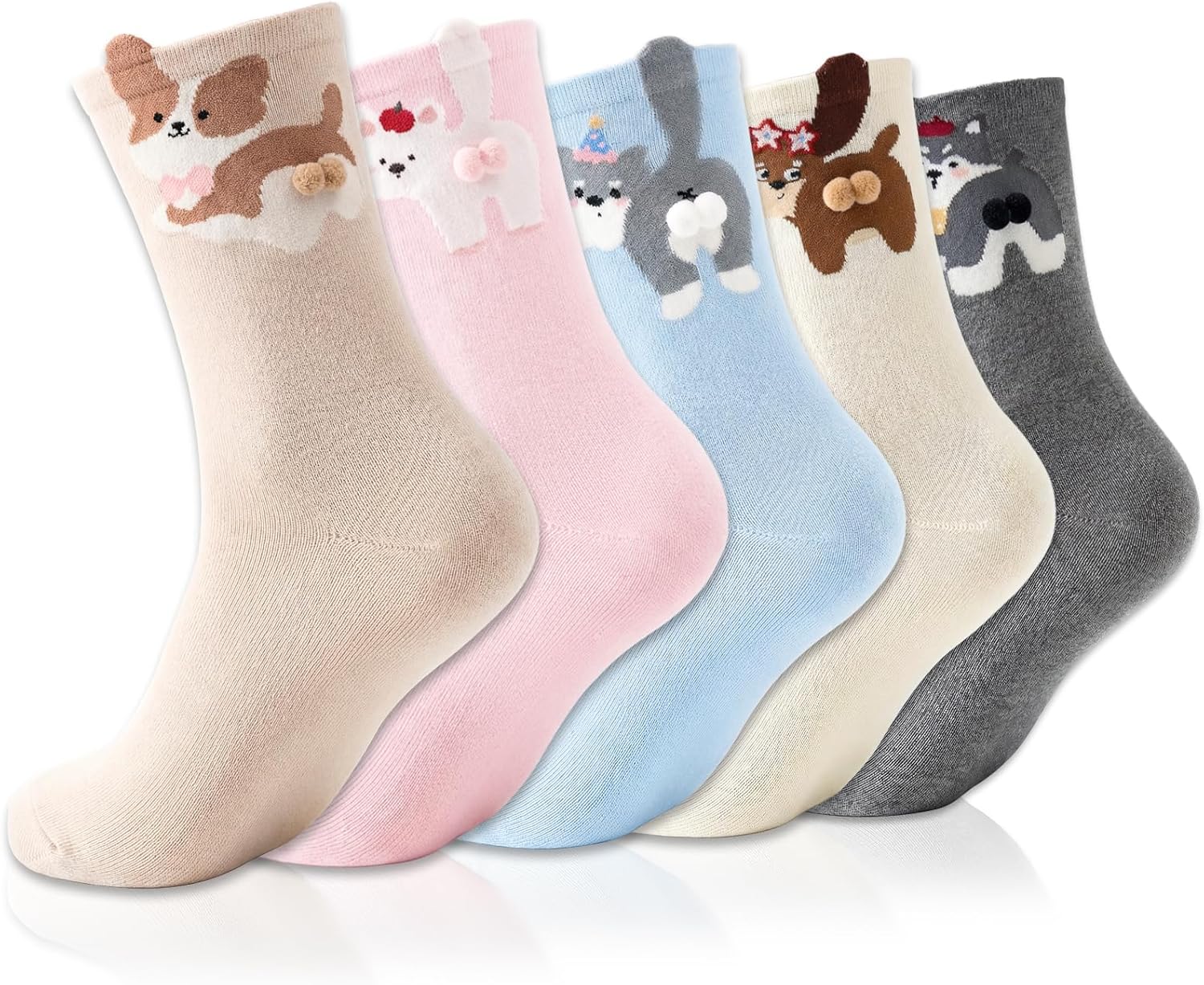 5 Pares de Calcetines de Gato para Mujer Calcetines Divertidos 3D