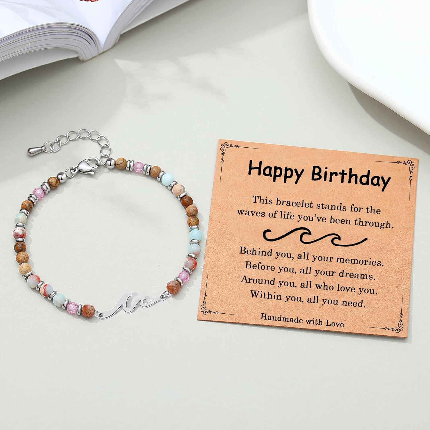 Wave Bracelets for Women, Valentine's Day Gifts for Her, Jewelry Gift for Best Friend, Sister, Mom, Daughter | 21st 30th 40th 50th 60th 70th Birthday Gifts for Women - Image 5