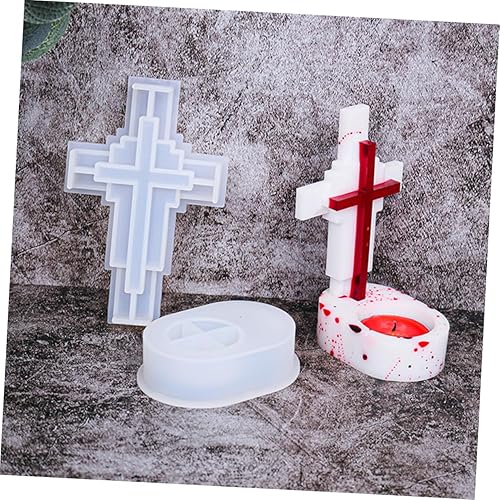 Miniatura 9 de EXCEART 3 juegos de candelabros cruzados candelabros negros moldes de resina para candelabros cruzados moldes de resina portavelas molde de