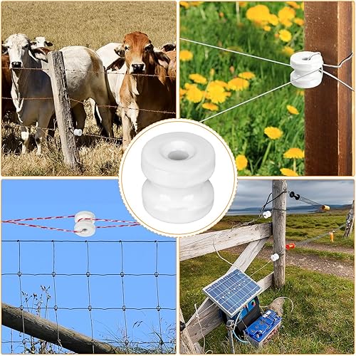 Miniatura 7 de SiliFine 25 unids WP36 Esquina Poste Cerámica Aislador Eléctrico Blanco Circular Donut Porcelana Aislador para Alambre de Cerca