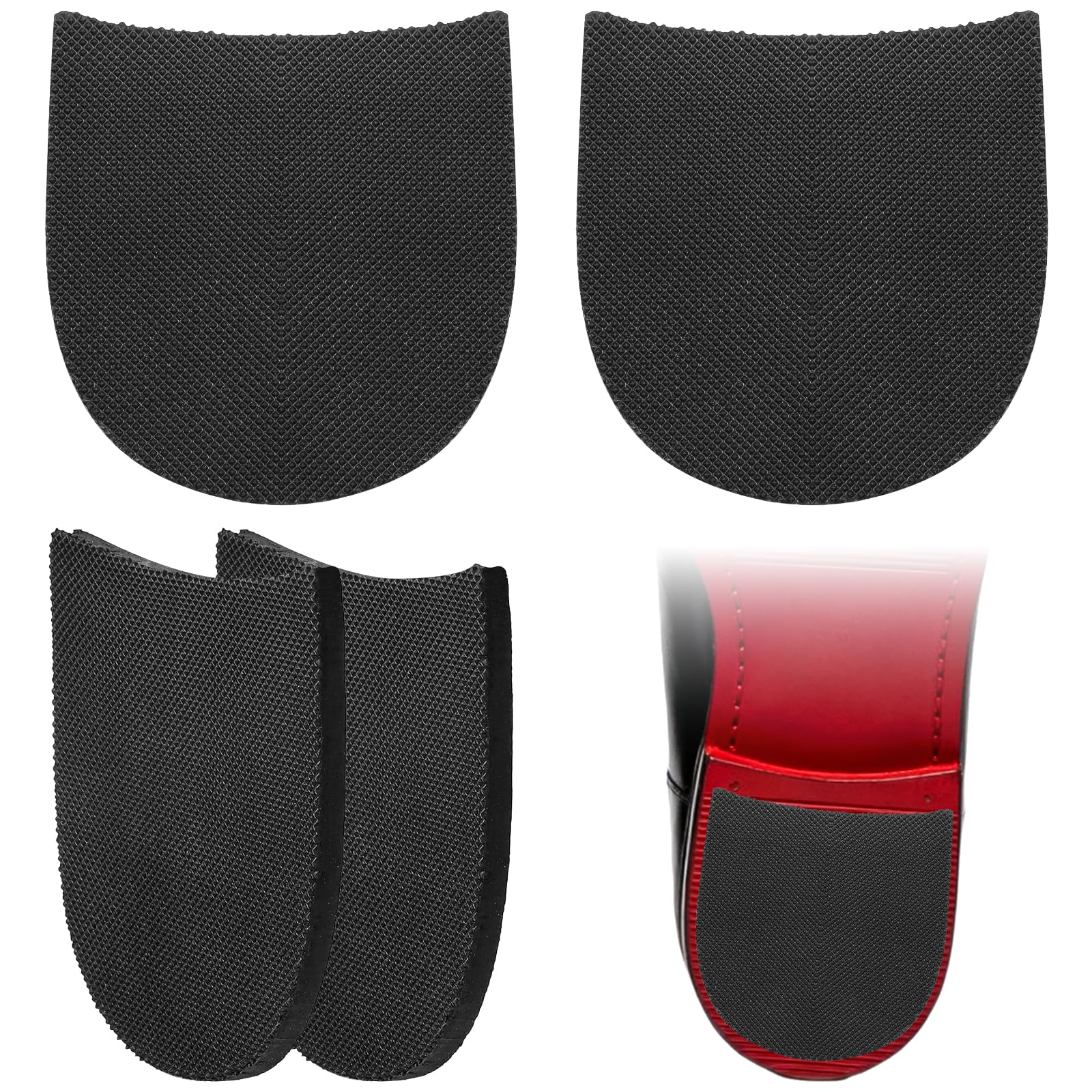 2 Paar schwarze Schuhfersen-Reparatur-Ersatz, 5 mm dick, rutschfeste Gummi-Fersenkappen, zuschneidbarer Stiefelfersenersatz für Männer und Frauen