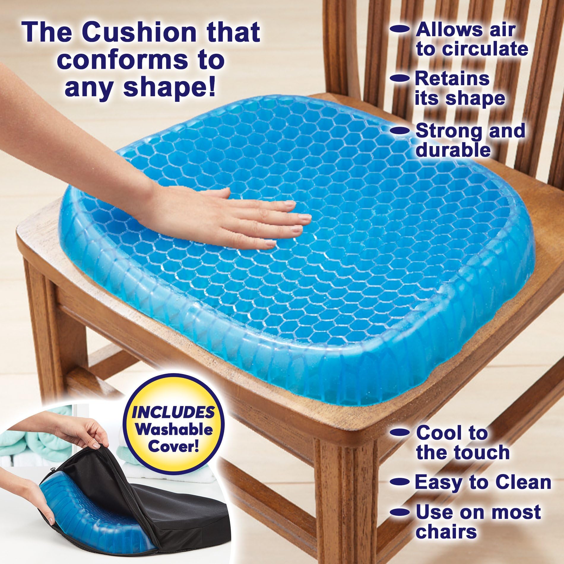 BulbHead Egg Sitter Seat Cushion with Non-Slip Cover, Breathable Honeycomb Design Absorbs Pressure Points