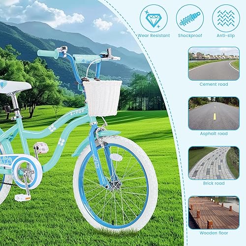 Miniatura 8 de Bicicleta para niñas con cesta para niños de 4 a 12 años, bicicleta para niños de 16 a 20 pulgadas, bicicletas para niñas de 16 pulgadas con ruedas
