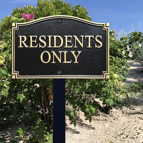Miniatura 4 de SmartSign Placa de declaración GardenBoss "Residents Only"  Placa de aluminio de 5.75 x 9.5 pulgadas con estaca negra de 18 pulgadas para césped