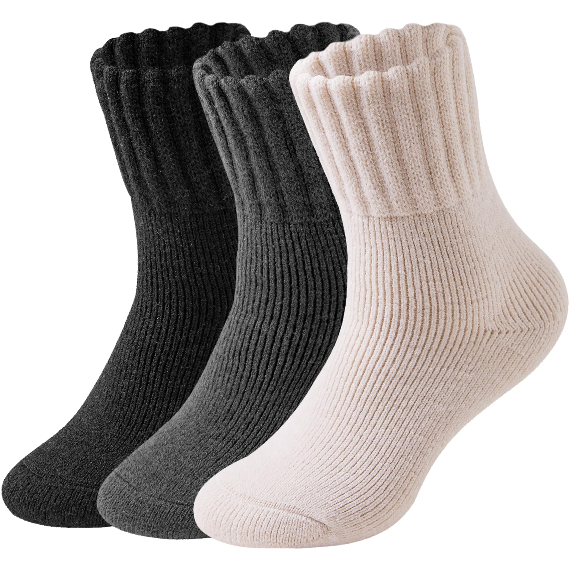 Josnown Thermal Boot Socks for Women 3 Pairs Thick Warm Winter Crew Socks Full Cushioned - Gifts for