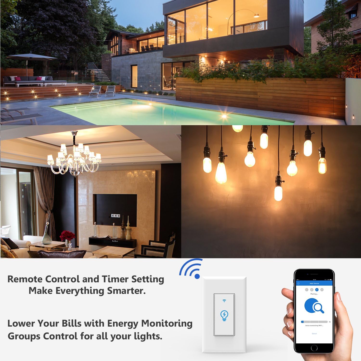 Prоmо Dіѕсоunt Uр Tо 70% оƒƒ Joso Smart Light Switch, Wi-Fi Remote Timing Control with Smartphone in-Wall Light Switch Compatible with Amazon Alexa and Google Assistant,No Hub Required-2 Packs