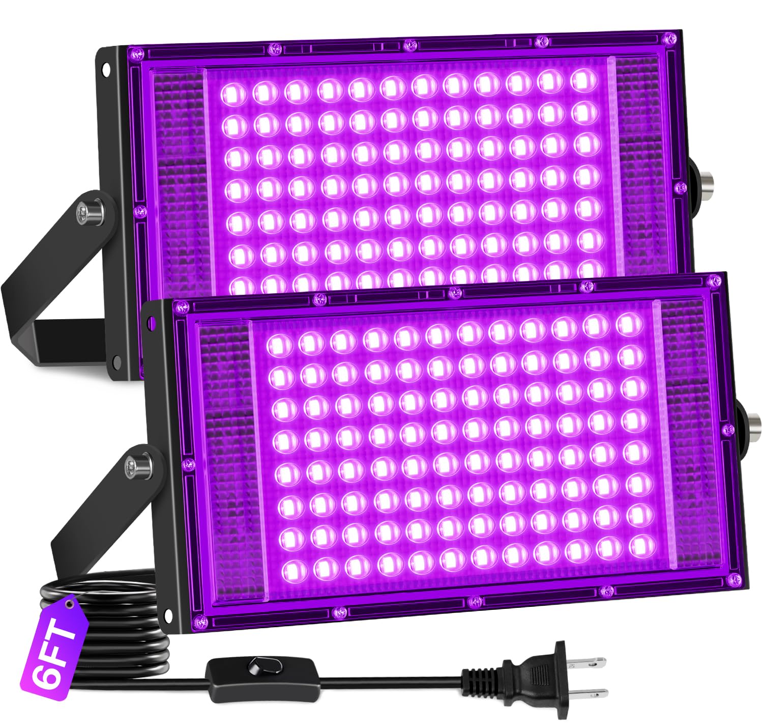 2 Pack 100W Black Light IP66, Powerful Blacklight for Halloween Glow Party