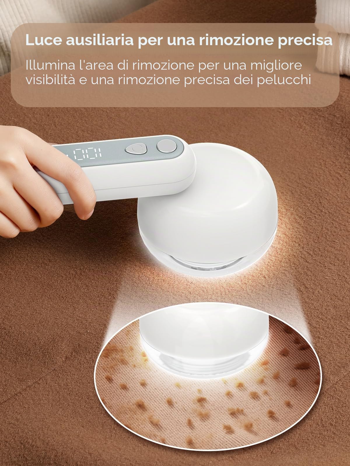 COPPA Levapelucchi Elettrico, LR-01 Elettrici Leva Pelucchi Ricaricabile 6 Lame 3 Velocità Regolabili Portatile Rasoio Pelucchi con Protezione Spegnimento & Luce per Rimuovere Lanugine Vari Tessuti