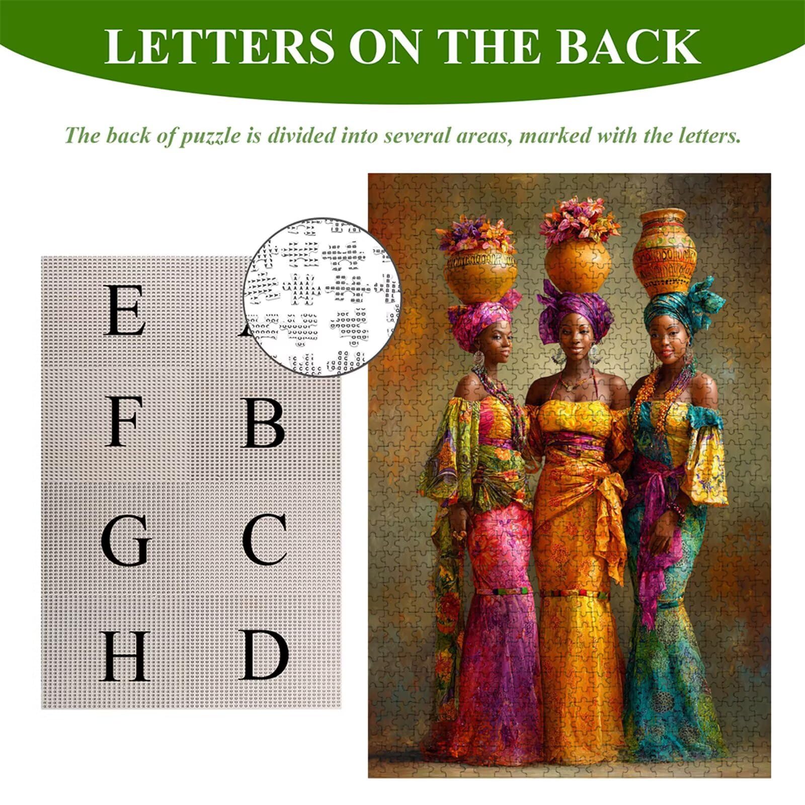 Puzzle 1500 Piezas Adultos Mujer & África, Rompecabezas con Letras Traseras y Póster, Pasatiempo Antiestrés, Decoración de Pared, Regalo Decorar Mujer Hombre 87 x 57 cm (14 Años +) P3#986