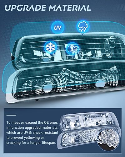 Miniatura 6 de Faros delanteros Nilight - Juego de repuestos de faros para montar en el parachoques para Chevy 1999 2000 2001 2002 Silverado Avalanche 1500 1500HD