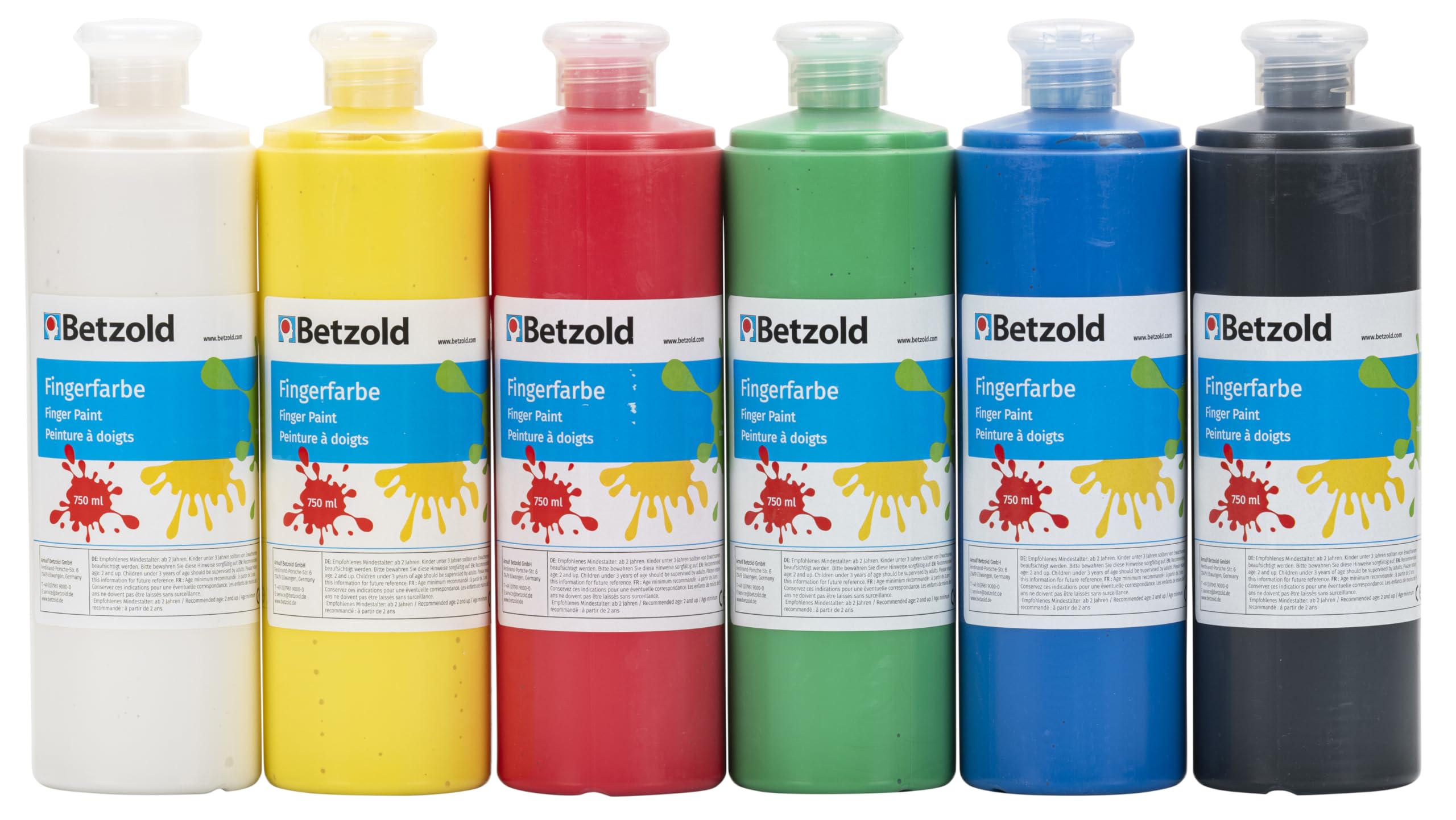 Betzold Fingerfarben 6er-Set, für Kita und Grundschule