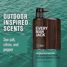 Every Man Jack Mens Hydrating Body Wash for All Skin Types - Cleanse and Hydrate Skin with Naturally Derived Marine Extracts, Coconut Oil, and a Sea Minerals + Citron Scent - 33.8 fl. oz. - 2 Bottle