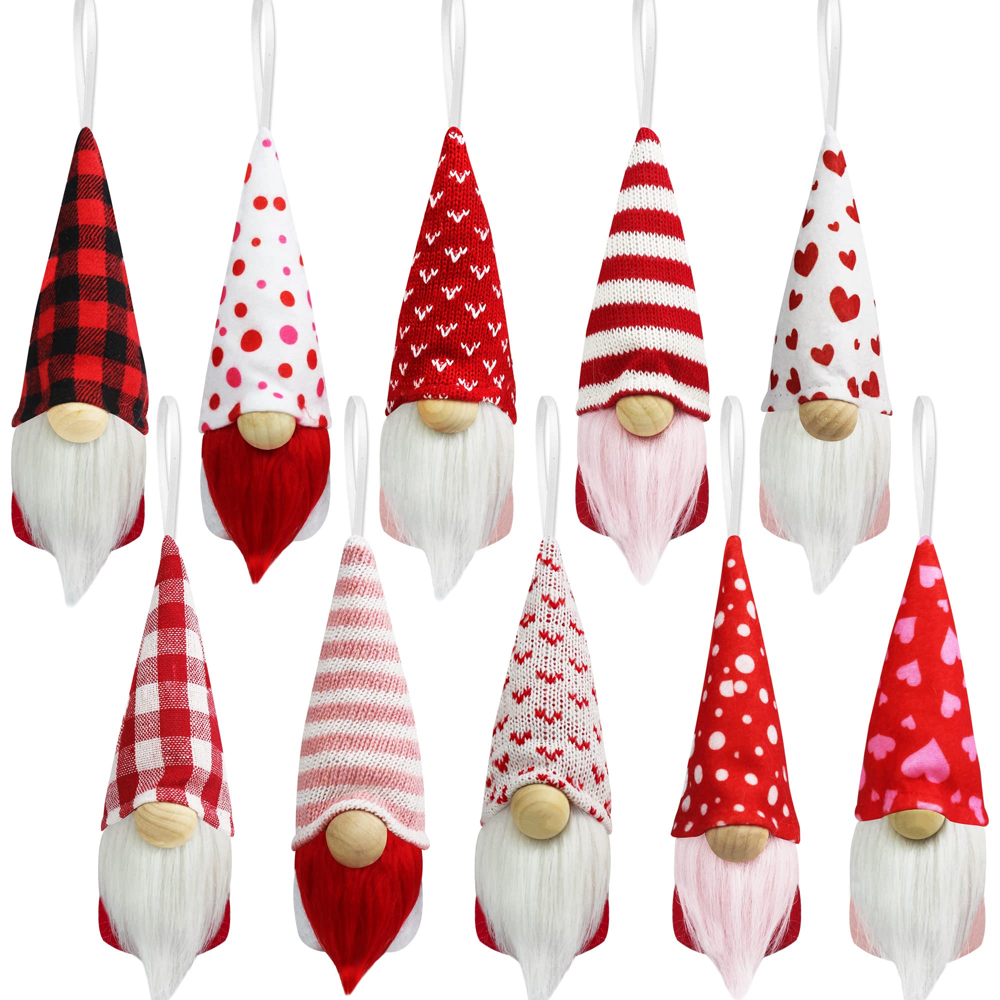 TifesonValentine's Day Gnome Ornament Decorations - 10Pcs Handmade Gnomes Ornaments Scandinavian Tomte - Valentine's Day Hanging Ornament, Valentine's Day Present