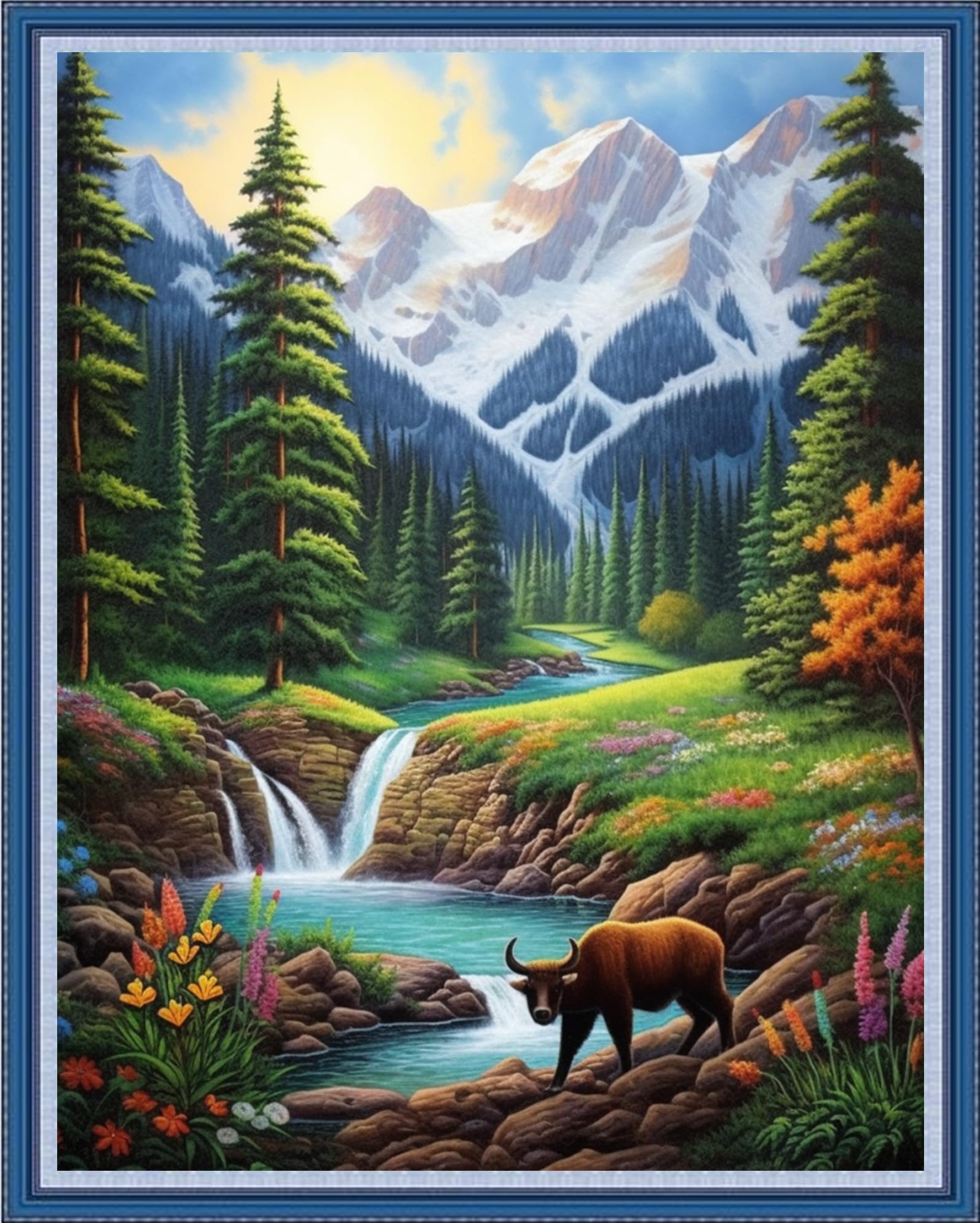 Dooxvey Cross Stitch Kits for Adults Stamped Full Range of Embroidery Starter Kits for Beginners 11CT Printed Cross Stitch Patterns Needlepoint Kits Stamped Crossstitch-Forest Calf 16x20 inch