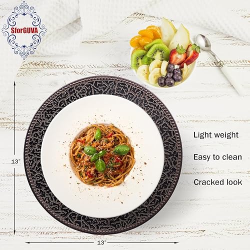 Miniatura 10 de SforGUVA Platos de carga marrones con cuentas, juego de 6 platos de plástico a granel para bodas, para decoración de mesa, vacaciones, Acción de