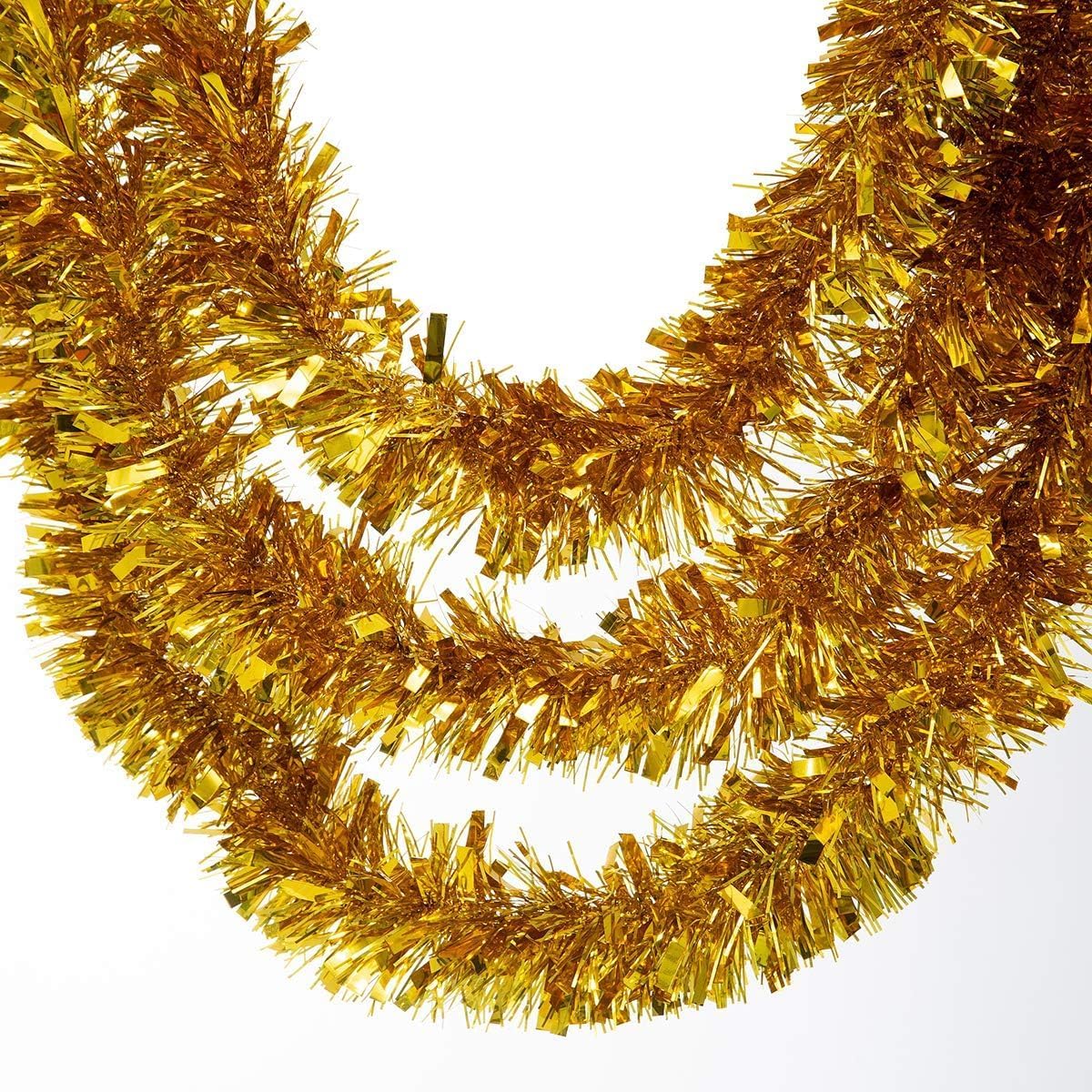 Crafare Gold Metallic Tinsel Garland 40 Feet Twist Garland Ceiling Hanging for Holiday Christmas Tree Decorations Wedding Birthday Party Supplies
