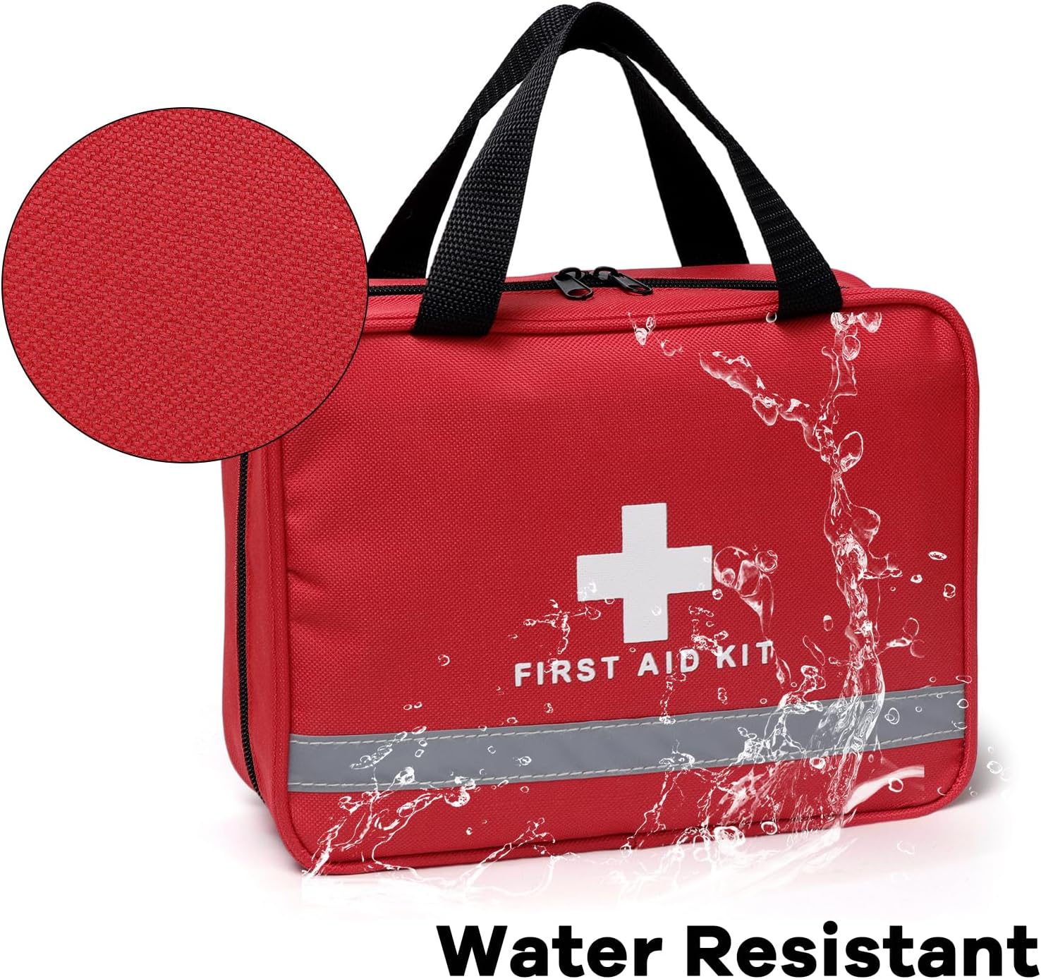 Faylapa Red Empty First Aid Kit Bag, 9.8x7.1x3.1 Inches Travel First Aid Bag Storage Compact Survival Pouch for Emergency at Home, Office, Car, Outdoors, Boat, Camping, Hiking
