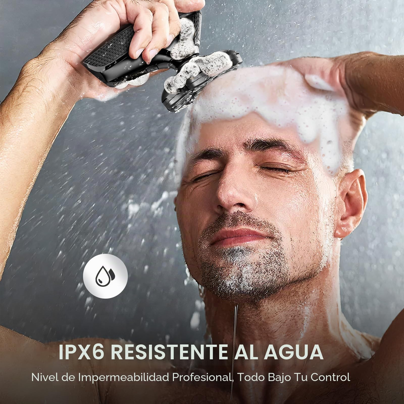 KENSEN Afeitadora Cabeza para Hombre, Afeitadora Eléctrica 5 en 1, Maquina de Afeitar Impermeable en Seco y Húmedo, Recortadora Barba con Pantalla LED