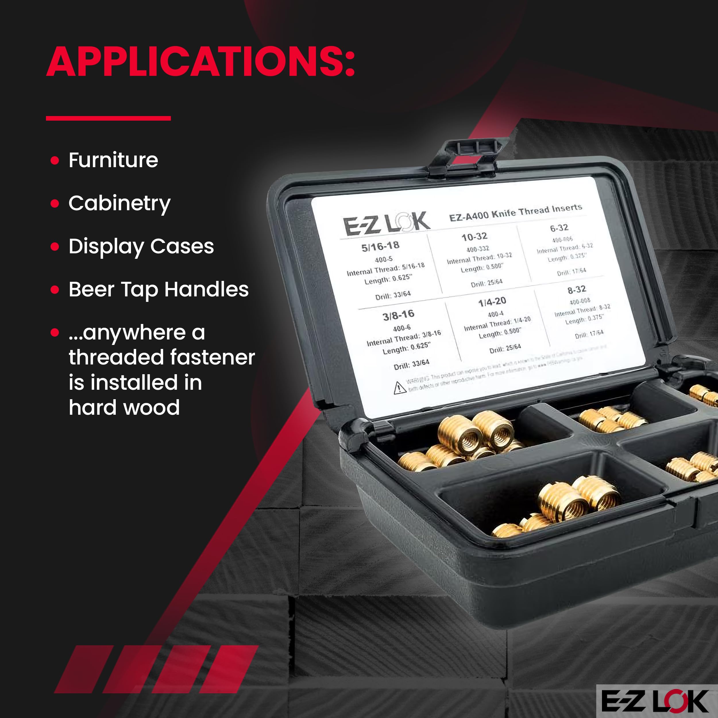 Snapklik.com : Threaded Insert For Hard Wood Assortment Kit Brass ...