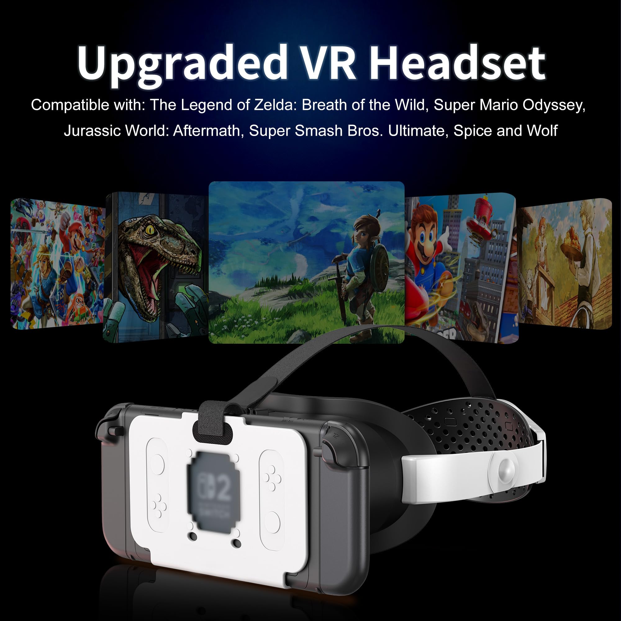 Casque VR amélioré pour Switch 2, blanc et noir