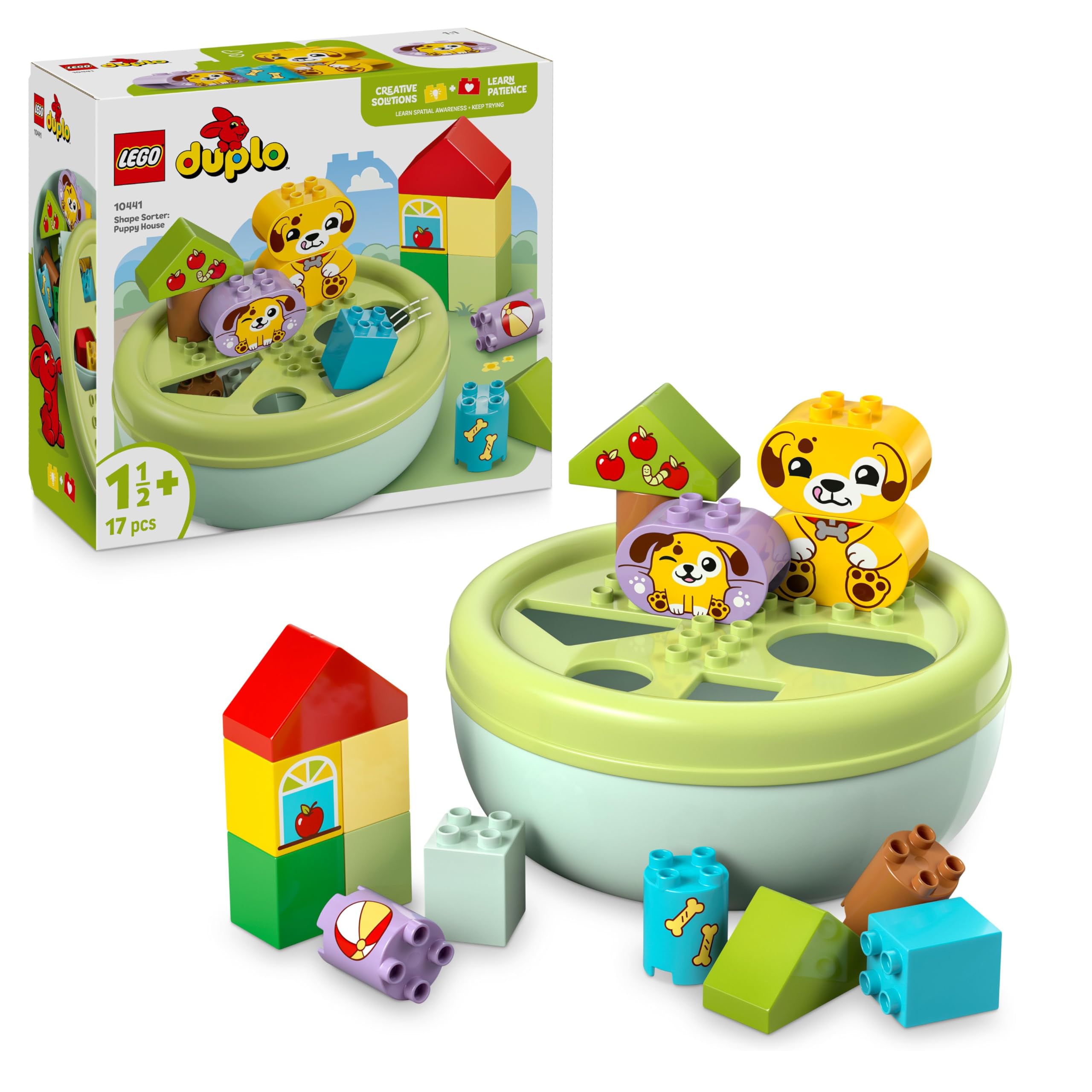 LEGO DUPLO Formsortierer: Welpenhaus - Montessori Sortierspielzeug für Kleinkinder mit bunten Steinen in verschiedenen Formen - Lernspielzeug für Feinmotorik für Mädchen & Jungen ab 18 Monaten - 10441