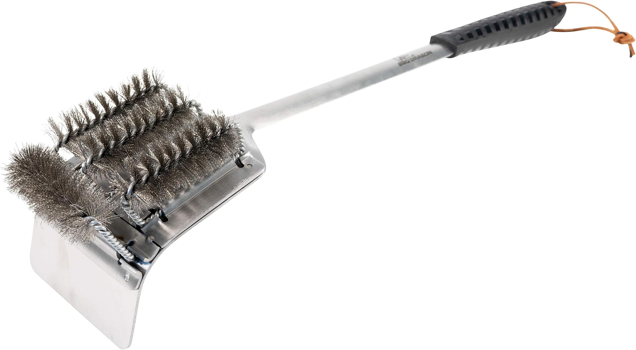 BBQ Dragon Grill Brush and Scraper – Heavy Duty BBQ Cleaner with Replaceable Head and Coal Rake – Stainless Steel Bristle Free Tool for Weber, Cast Iron, and Outdoor Barbecue Cleaning