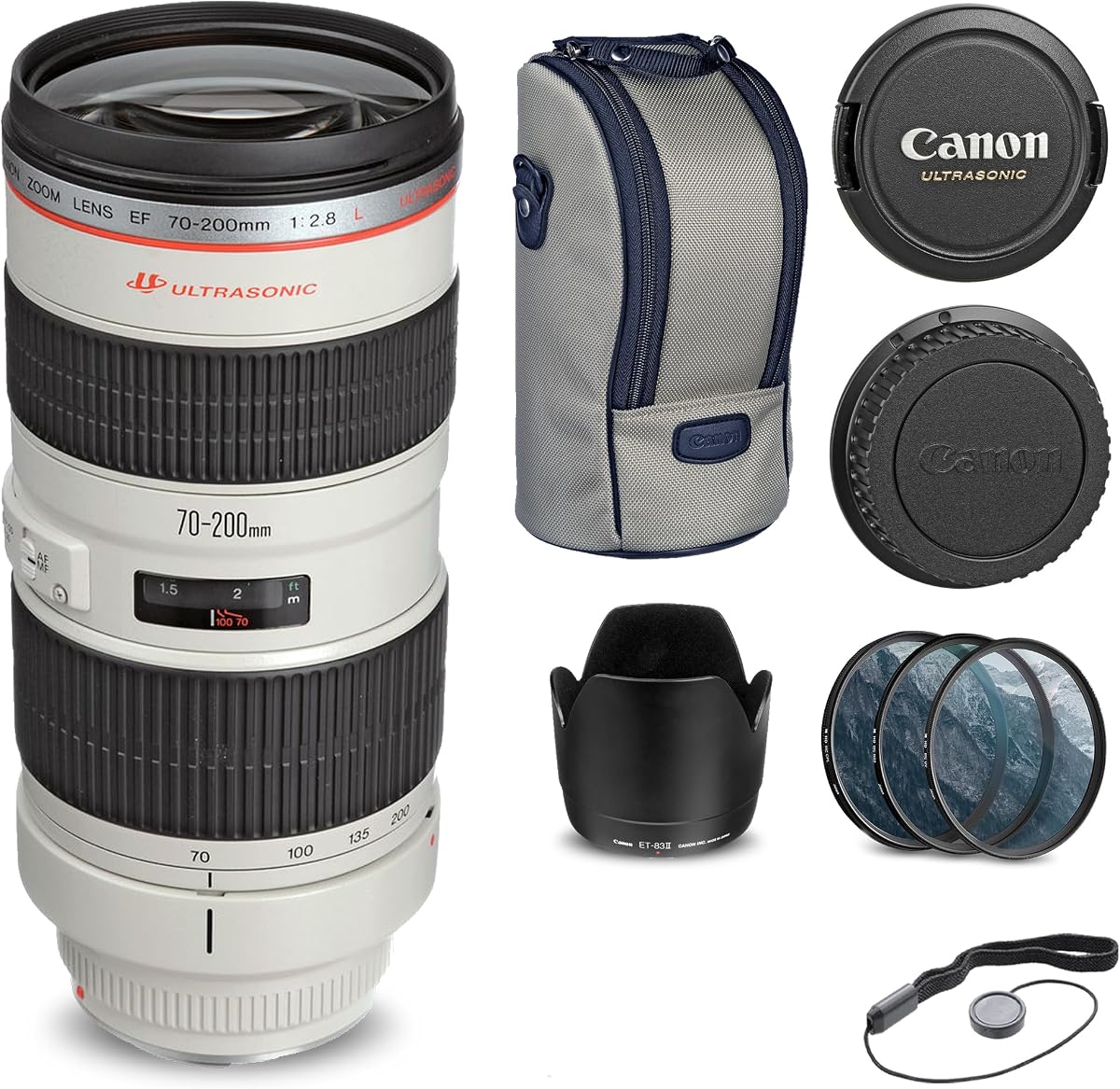 Canon EF 70-200mm f/2.8L USM Lens Accessory (2569A004) Bundle | For Photography & Video + Filter Kit + Cap Keeper + More