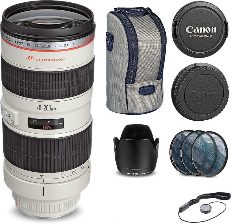 Canon EF 70-200mm f/2.8L USM Lens Accessory (2569A004) Bundle | For Photography & Video + Filter Kit + Cap Keeper + More