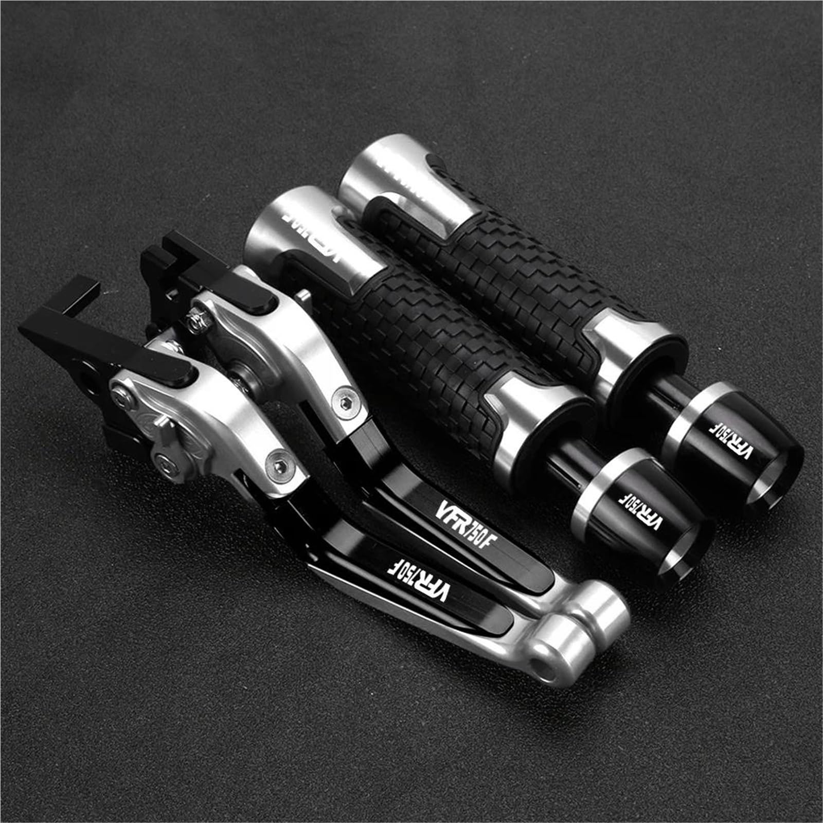 TGVSELPJ Motorcycle Part Motorcycle Brake Clutch Levers Handlebar Handle Bar Hand Grips Ends for H-onda VFR750 VFR 750 FH FV VFR750F 1986-1998(Black2)