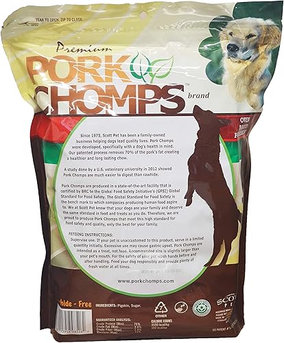 Miniatura 2 de Pork Chomps Masticables para perros de piel de cerdo al horno, rollos de 8 pulgadas, 18 unidades