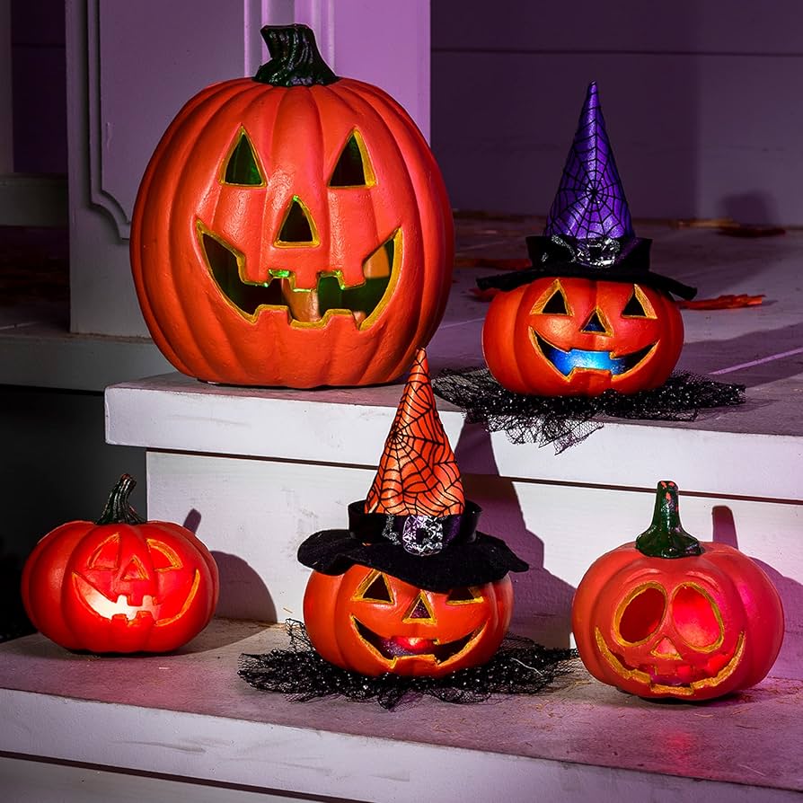 ハロウィン Jack-o'-lantern Abalone DA-11GR Amazon.com: JOYIN 5 Pcs Light Up Halloween Pumpkin Decor