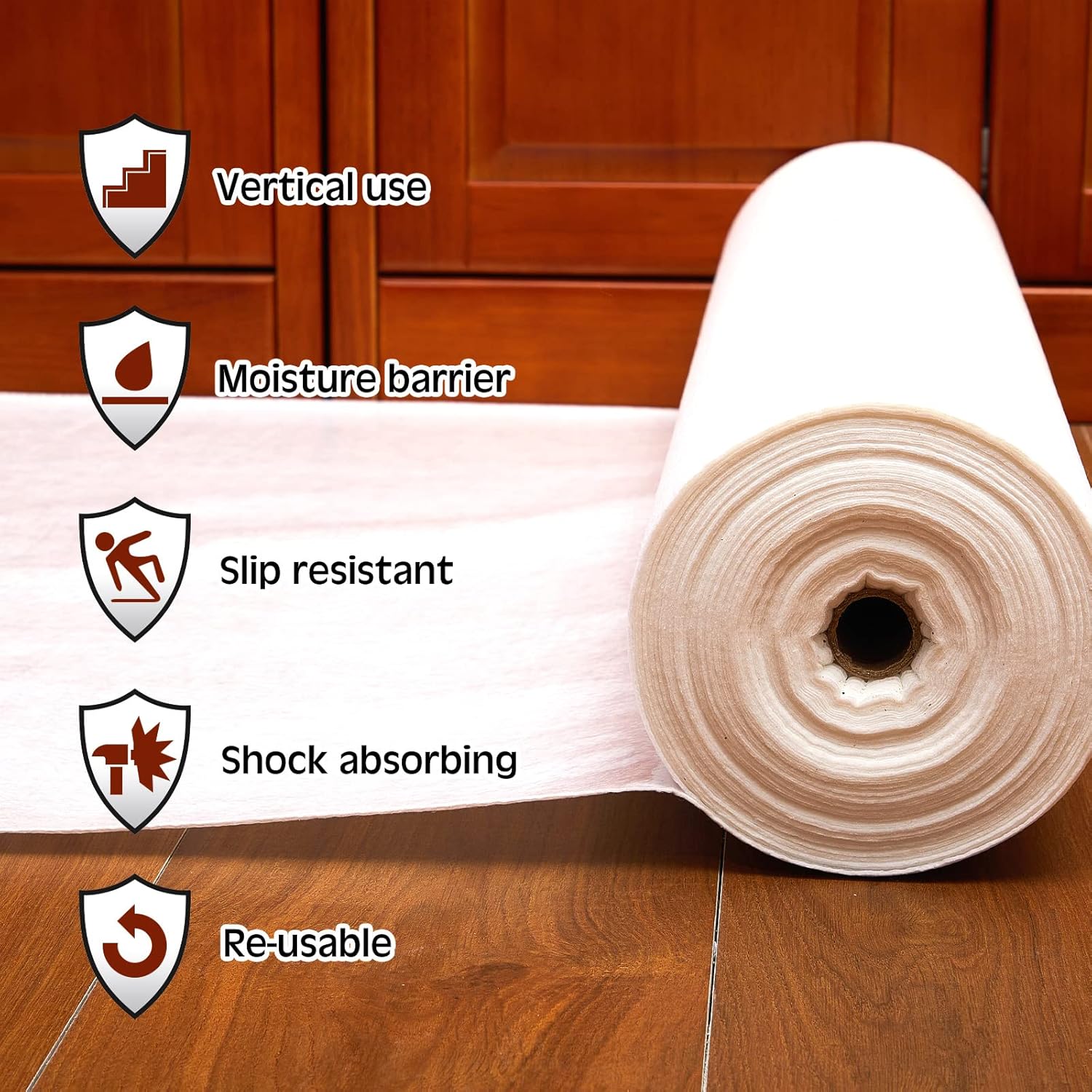 Amylove Temporary Floor Protection Anti Slip Carpet Protector Reusable Waterproof Temporary Flooring over Carpet Self Adhesive Padded Floor Covering, Paint Proof, Protects Hardwood and Tile (50 Feet)