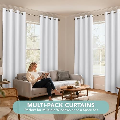 Miniatura 6 de BONZER Cortinas 100% opacas de 84 pulgadas de largo, 4 paneles de cortinas de ventana con aislamiento térmico y bloqueo de luz, cortina de una sola