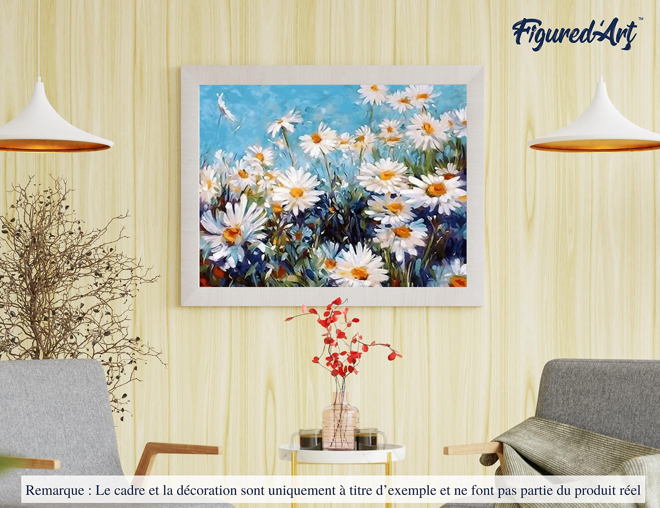 Mazzo di margherite Dipingere con i Numeri Adulti,Fai da Te Paint by Numbers Kit con Pennelli Pittura a pigmento Acrilico per Adulti Bambini Olio su Tela Casa Parete Decor Regalo senza Cornice,50x65cm