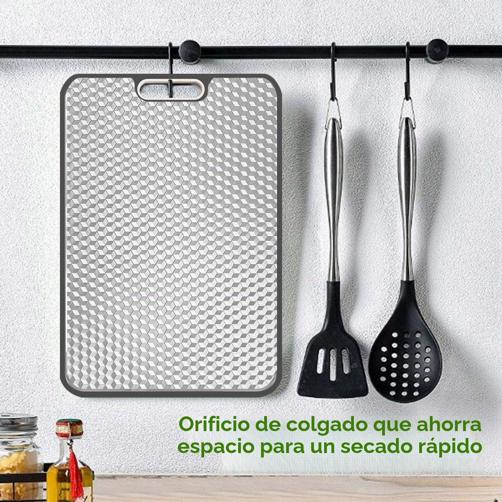 Tabla de cortar de titanio, doble cara de grado médico, GR2 de titanio/paja de trigo PP, tablas de cortar grandes para carne, verduras y frutas