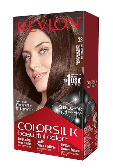 Revlon Colorsilk Beautiful Color, Permanent Hair Color with Keratin, 40ml + 40ml + 11.8ml - 33 Dark Soft Brown (Pack of 1)