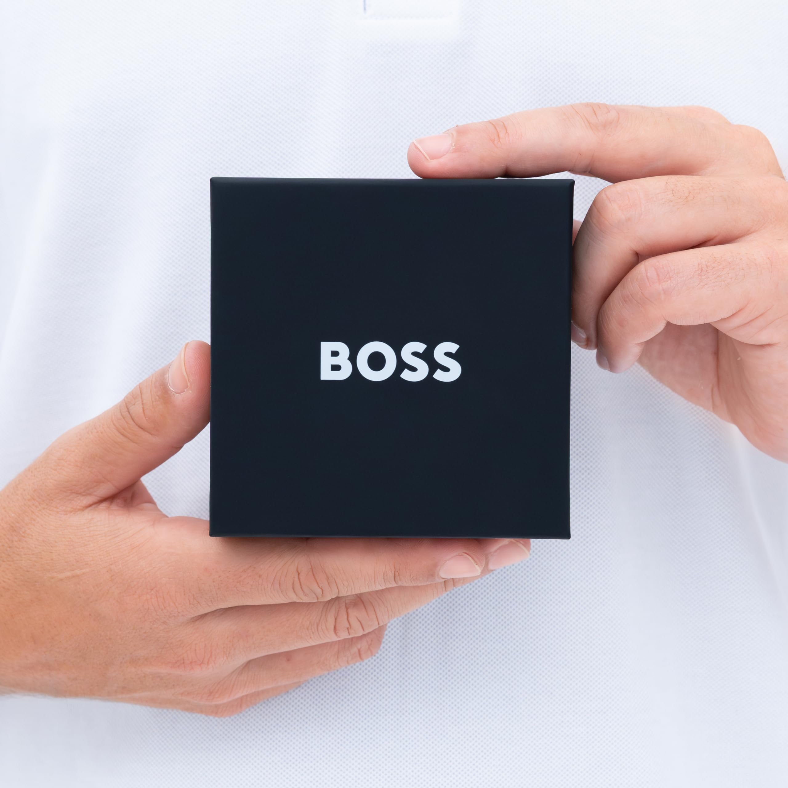 Boss Biżuteria Męska Bransoletka z Kolekcji Ares z Podwójną Plecioną Czarną Skórą - 1580489M