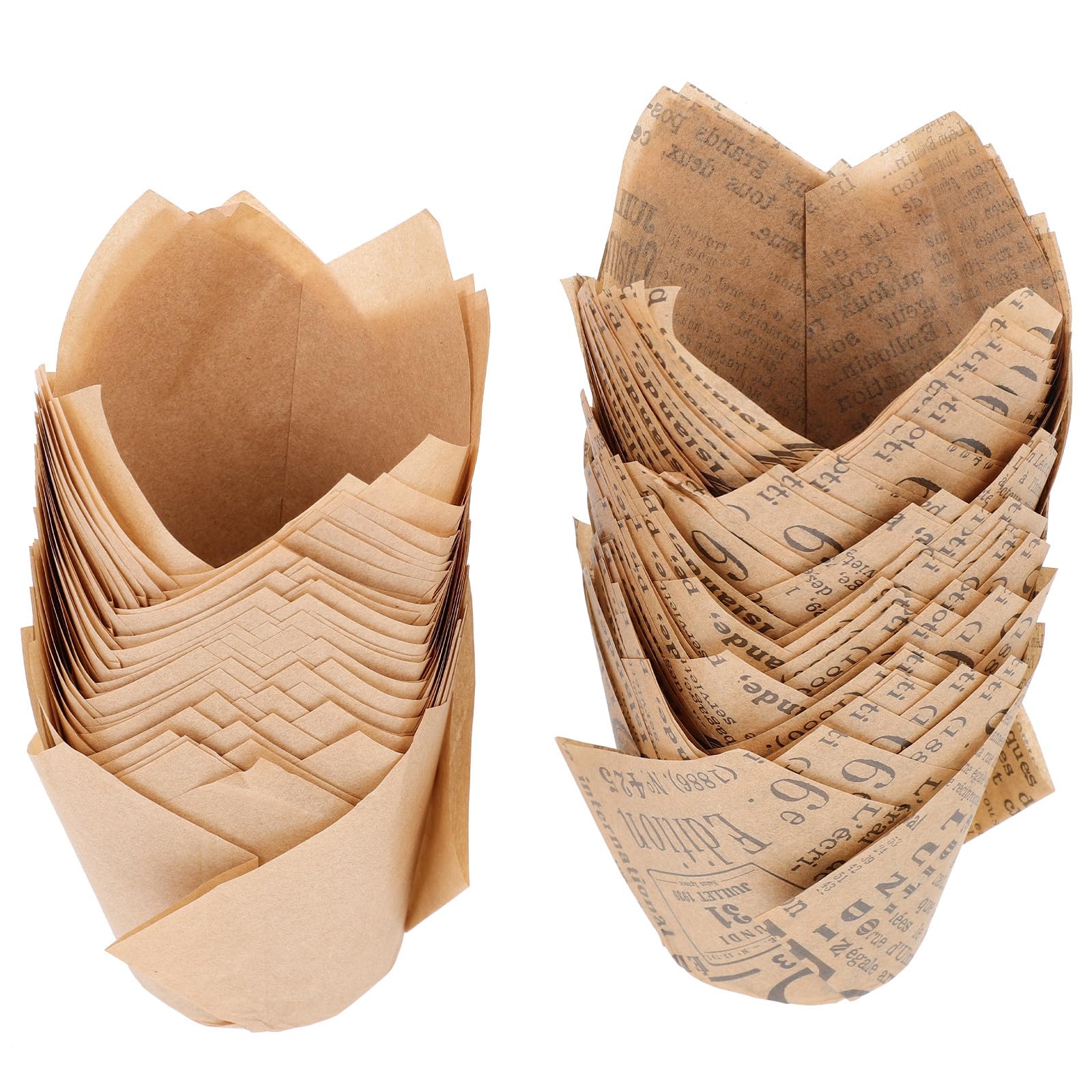 - Ciieeo 100pcs Tulip Cupcake Baking Cups Oilproof Paper Liners Natural Color Non-grease Cupcake Liners for DIY Cake Baking and Dessert Parties