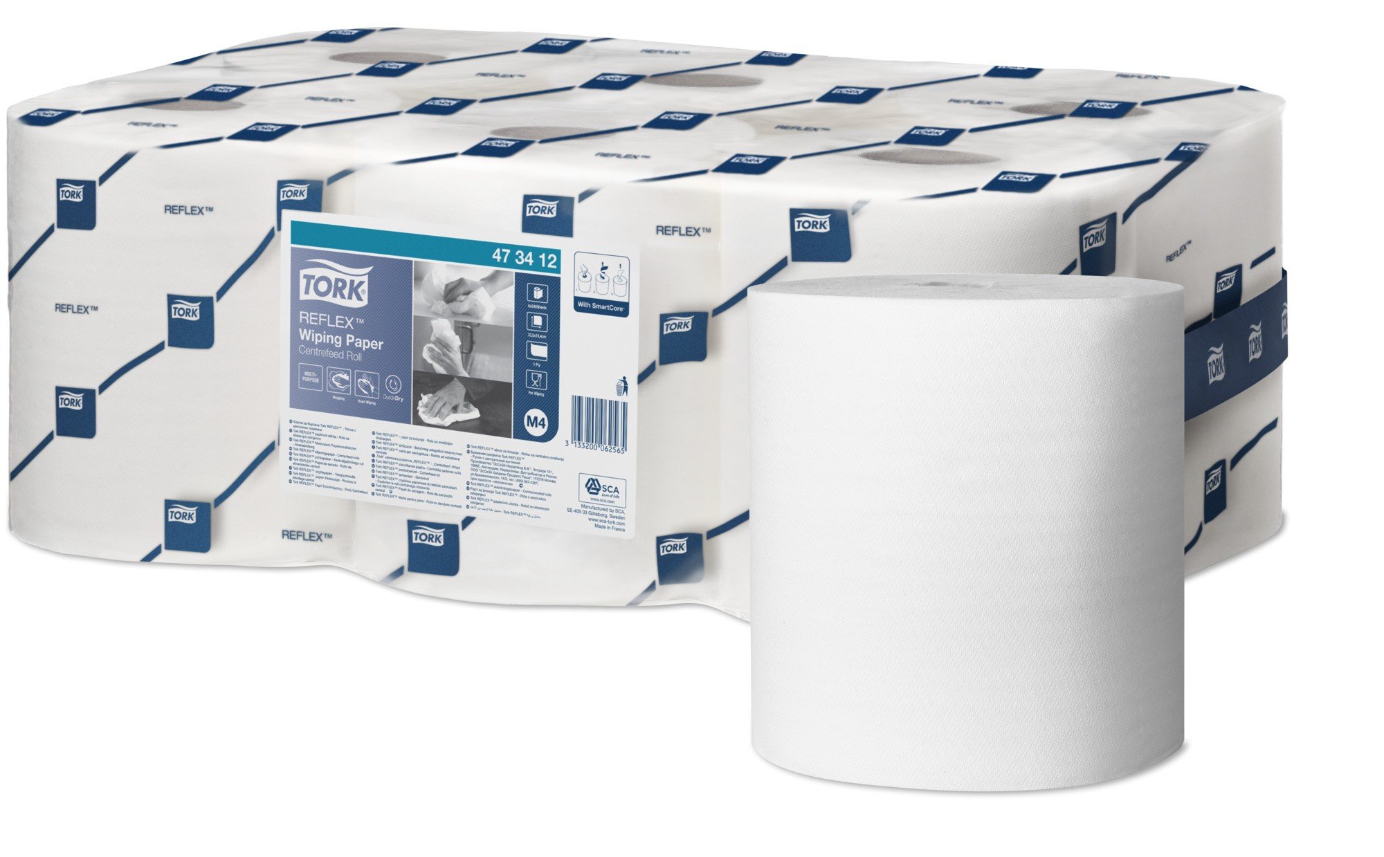 Tork Lote de 6 rollos maxi papel de essuyage réflex de dévidage central hoja a hoja 114 m 1 pli blanco