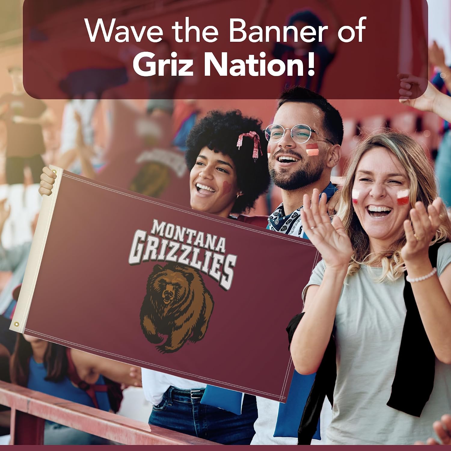 Montana Grizzlies College Sports Printed Flag - NCAA Licensed - Nylon - School Banner (Maroon) (2' x 3')