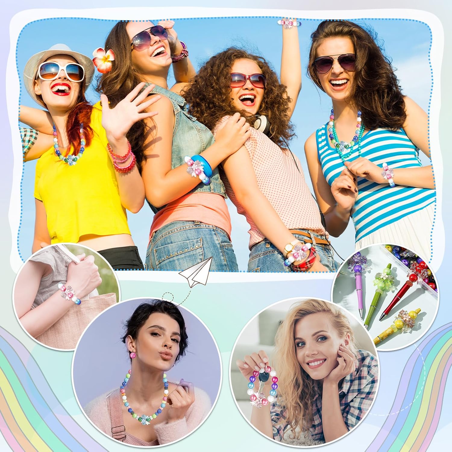 248 Pcs Butterfly Focal Beads for Pens Acrylic 3D Focal Beads Bulk Acrylic Loose Bow Rhinestone for Beadable Pen Keychain Making Jewelry Bracelet Necklace DIY Charms Crafts(Colorful)