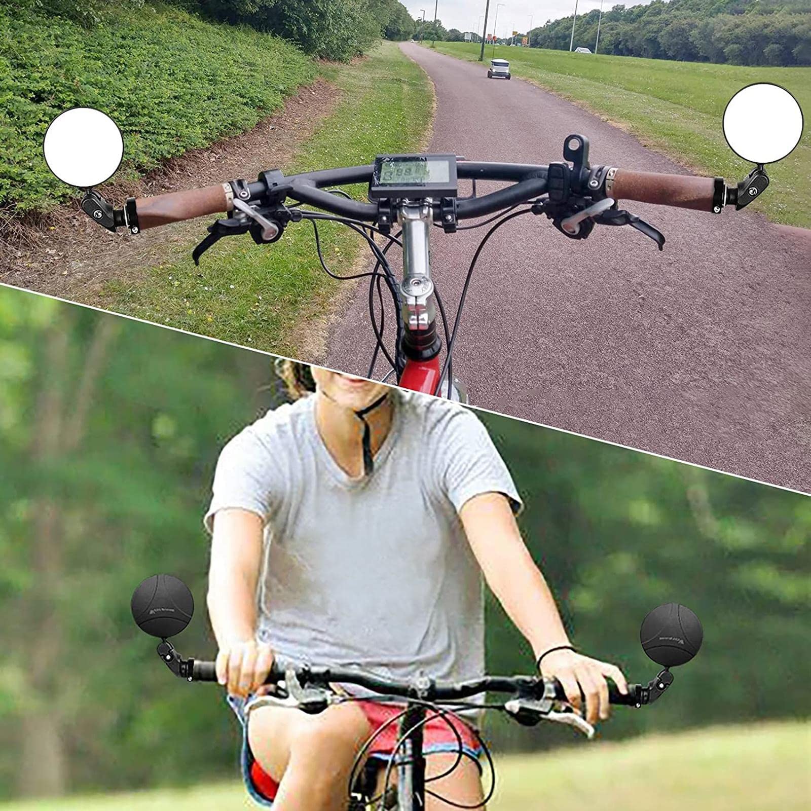 4X 2 Pezzi Specchietto Retrovisore per Bicicletta Specchietto Retrovisore per Bicicletta Ciclismo Regolabile Equitazione Riflettore Girevole Universal