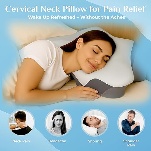 Miniatura 3 de OMEO Almohada cervical para aliviar el dolor, almohada refrescante para dormir, almohada ortopédica de contorno para dormir boca abajo, almohadas