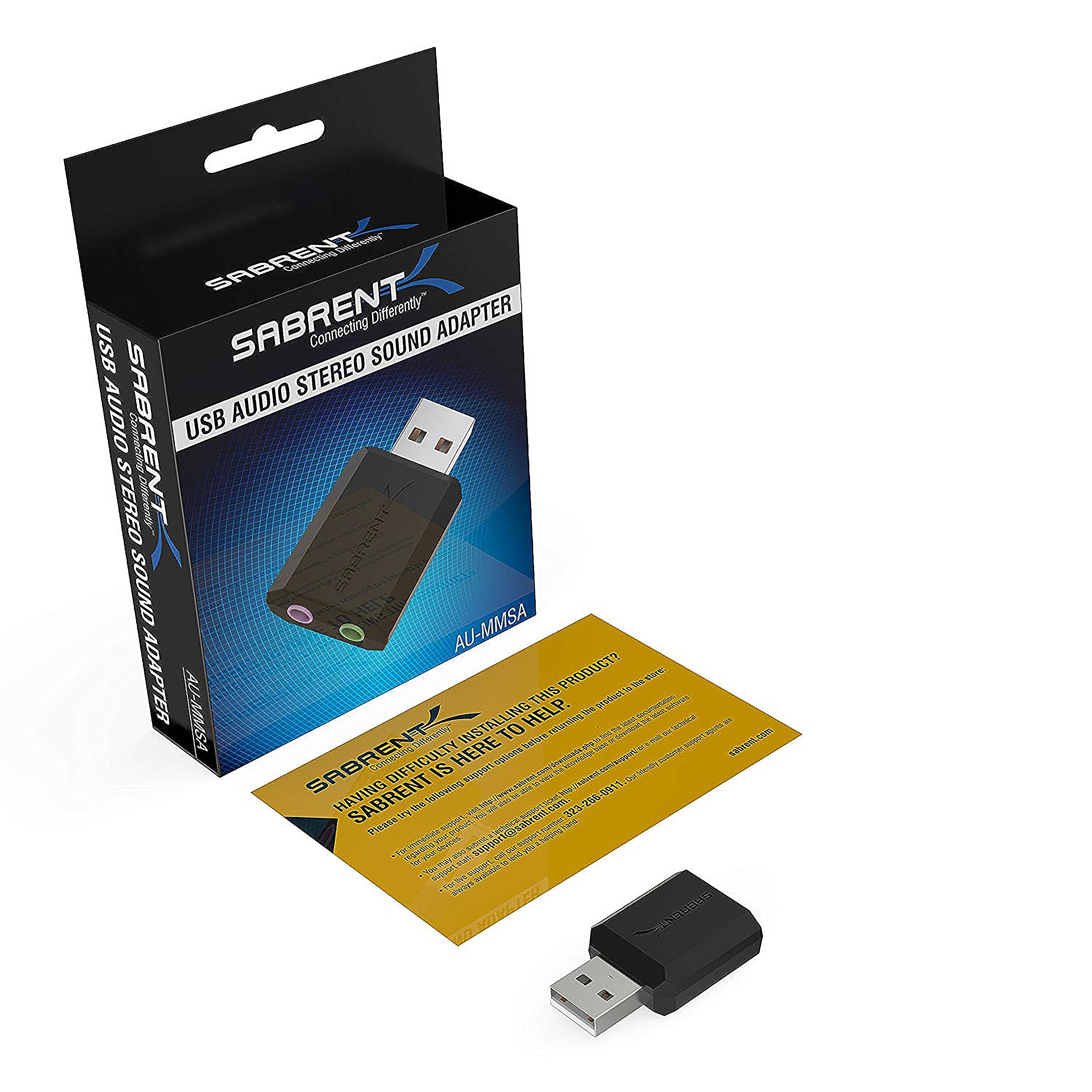 SABRENT | Adaptador USB a Jack de 3,5 mm para Auriculares con Entrada de micrófono | Tarjeta de Sonido Externa USB estéreo 3D | Compatible con PS4, Windows y Mac [AU-MMSA]