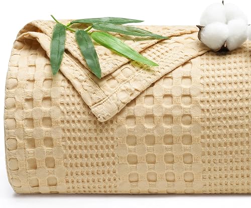 PHF Manta refrescante de punto gofre, tamaño King, ligera, 60% rayón derivado de bambú y 40% algodón, transpirable, para personas que duermen con disponible en Yaxa Mexico